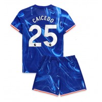 Chelsea Moises Caicedo #25 Fußballbekleidung Heimtrikot Kinder 2024-25 Kurzarm (+ kurze hosen)